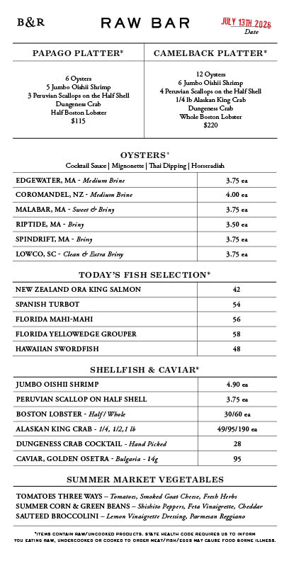 Raw Bar Menu