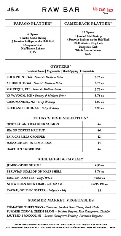 Raw Bar Menu